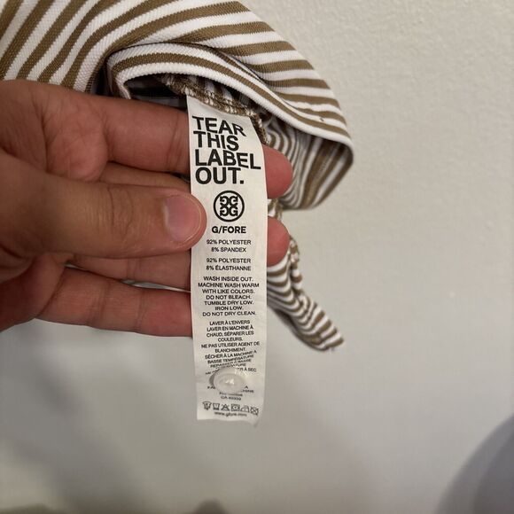 G/FORE Mens XXL Feeder Stripe Tech Pique Modern Spread Collar Polo Golf brown - Picture 3 of 4